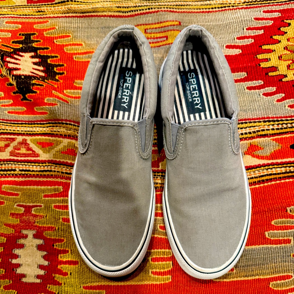 Sperry Men's Canvas Gray Slip-Ons